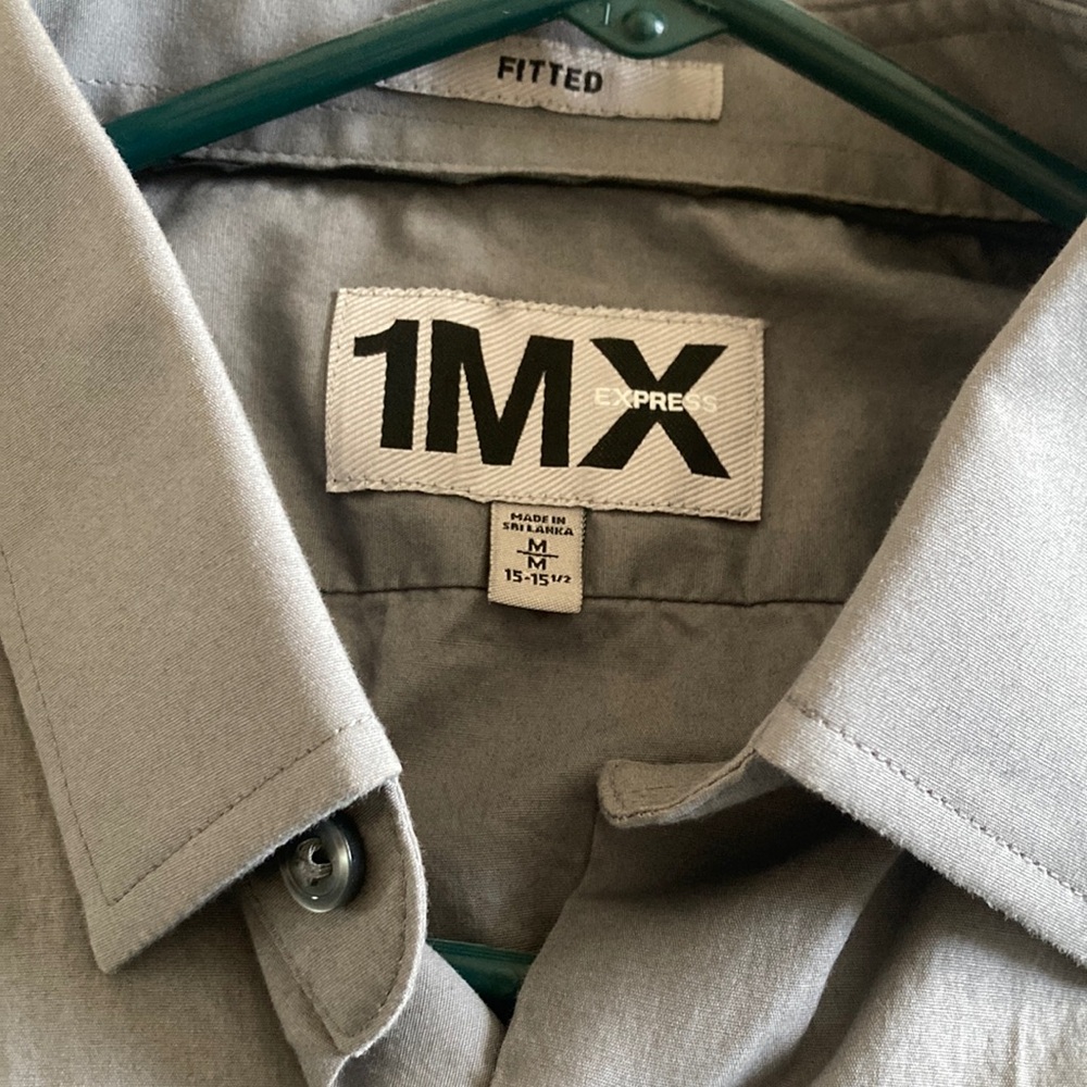 Express 1MX Light Gray Fitted Shirt